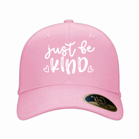 Pink Hat with Embroidered Just be kind logo